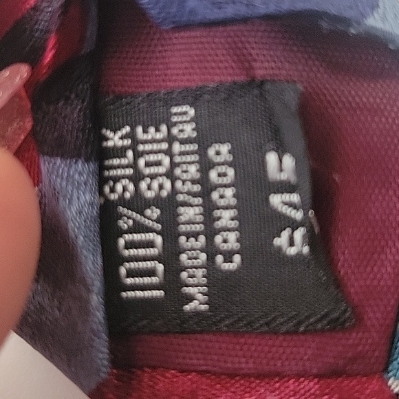 Bellagio Men's Tie 100% Silk Abstract Blue, Green, Burgundy - Picture 4 of 4